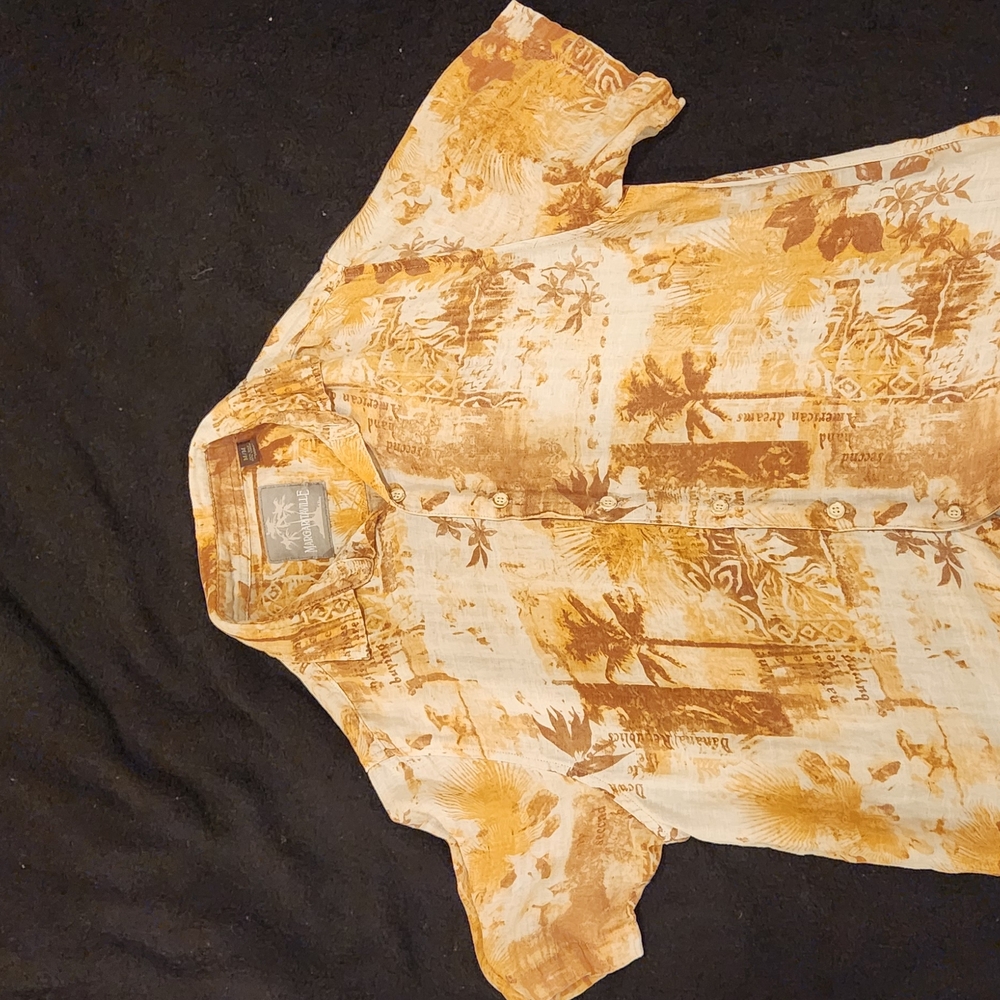 Vintage Margheritaville Silk Linen Button Down Shirt